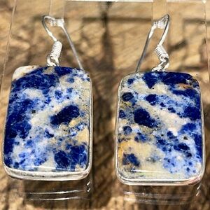 Navy Sodalite Earrings 1 7/8”